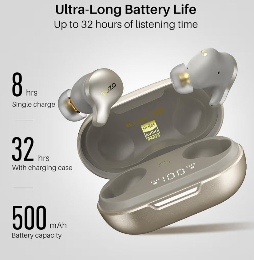 Golden X1 Wireless Earbuds Balanced Armature Driver and Hybrid Dynamic OrigX Pro, LDAC & Hi-Res Audio Wireless, Noise Cancellation - Champagne