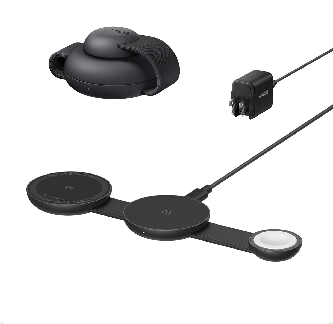 Anker MagSafe Compatible MagGo UFO 3-in-1 Charger, iPhone 16 Wireless Charging - BLACK