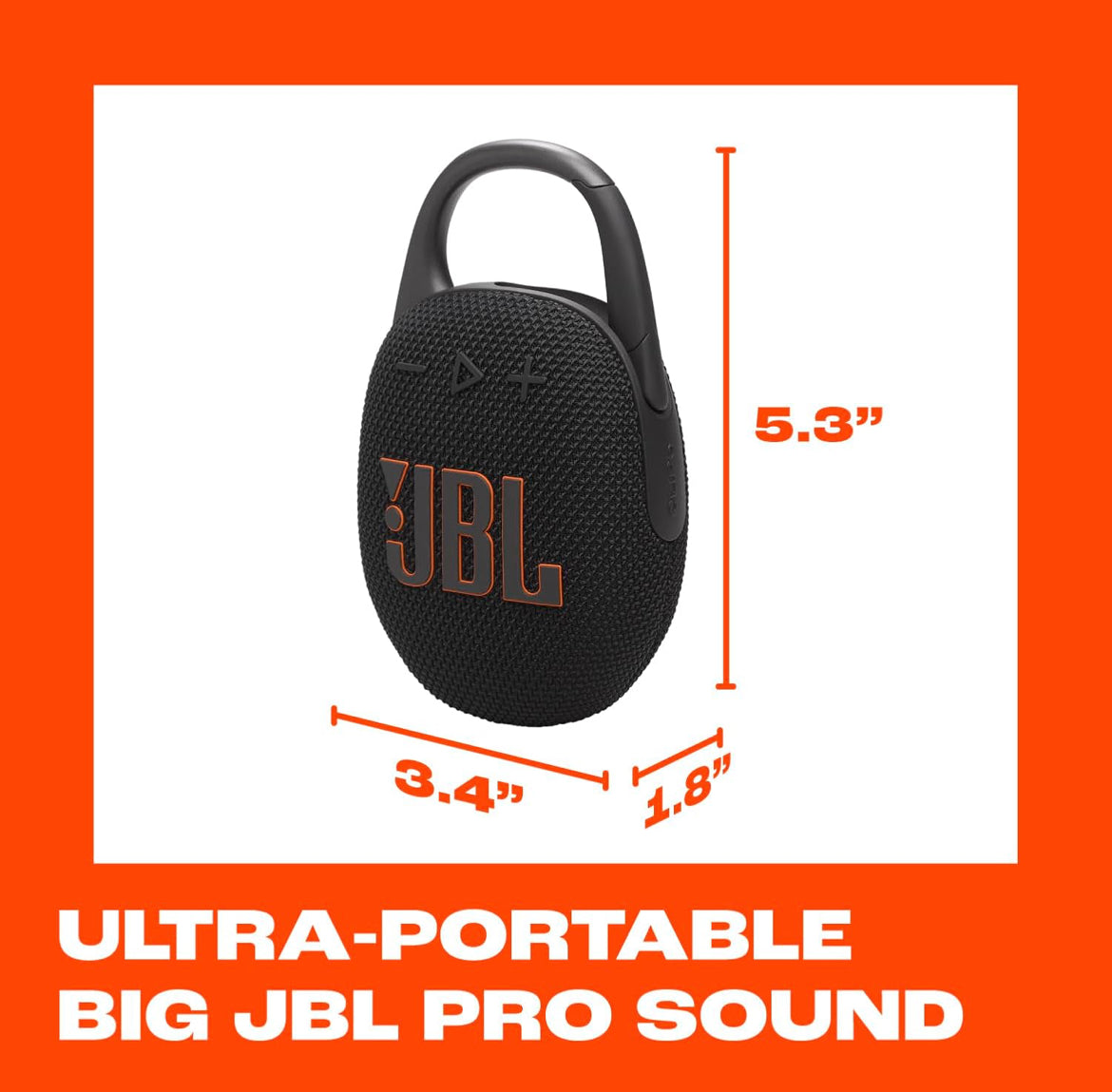 JBL Clip 5 - Ultra-Portable, Waterproof & Dustproof Bluetooth Speaker, Big Pro Sound with Punchy bass - (Black)