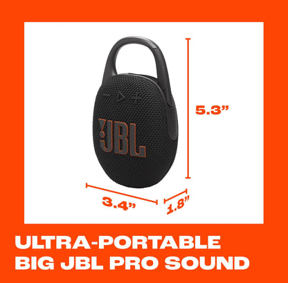 JBL Clip 5 - Ultrakompakte, Waterdigte & Stofbestande Bluetooth-luidspreker, Groot Pro Klank met Kragtige bas - (Swart)