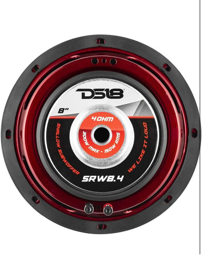 DS18 SRW8.4 8" Vlak Motor Subwoofer - 300 Watt, Enkel Spreekspoel, 4-Ohm (1 ST)