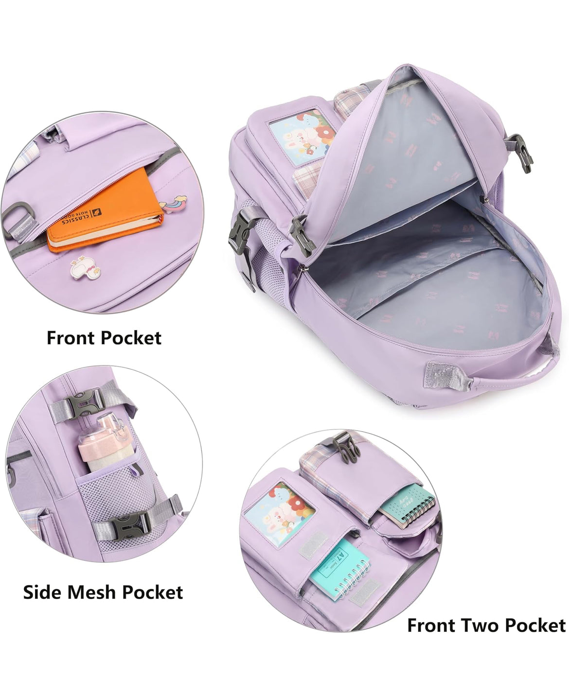 Backpack for Girls, 15.6 Inch Laptop School Bag Kids Kindergarten Elementary College Backpacks Large Bookbags for Teen Girl Women Students Casual Travel Daypacks (Purple)
