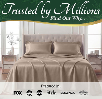 DECOLURE 100% Viscose Derived from Bamboo Sheets King Size - Luxury 6 Pc Naturally Cooling Sheets, Ultra Soft Bed Set - Deep 17" Pockets, Durable Double Stitching, Oeko Tex Standard (Taupe)