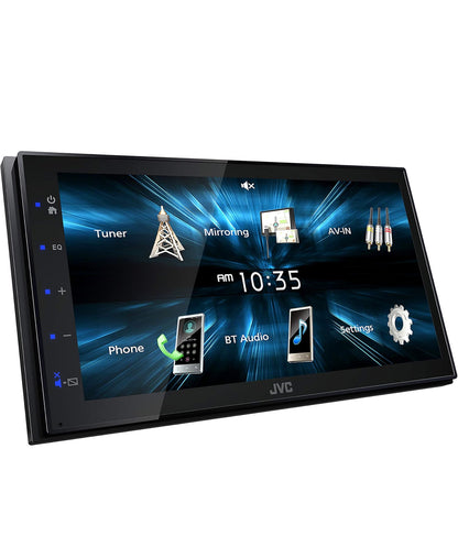 JVC KW-M150BT Bluetooth-motorstereo-ontvanger met USB-poort – 6.75"-raakskerm – AM/FM-radio – Dubbel-DIN MP3-speler – 13-band-EQ (Swart)