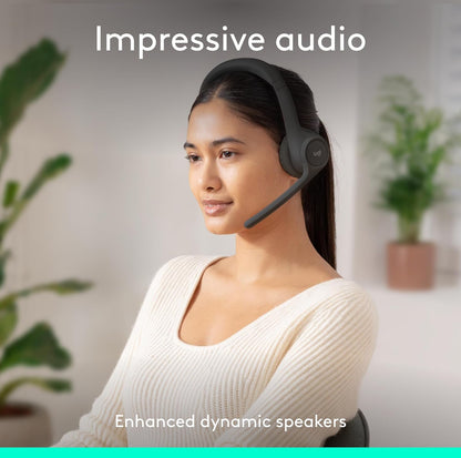 Logitech Zone 301 Draadlose Bluetooth-koptelefoon met Geraasdempende Mikrofoon, Versoenbaar met Windows, Mac, Chrome, Linux, iOS, iPadOS, Android – Grafiet