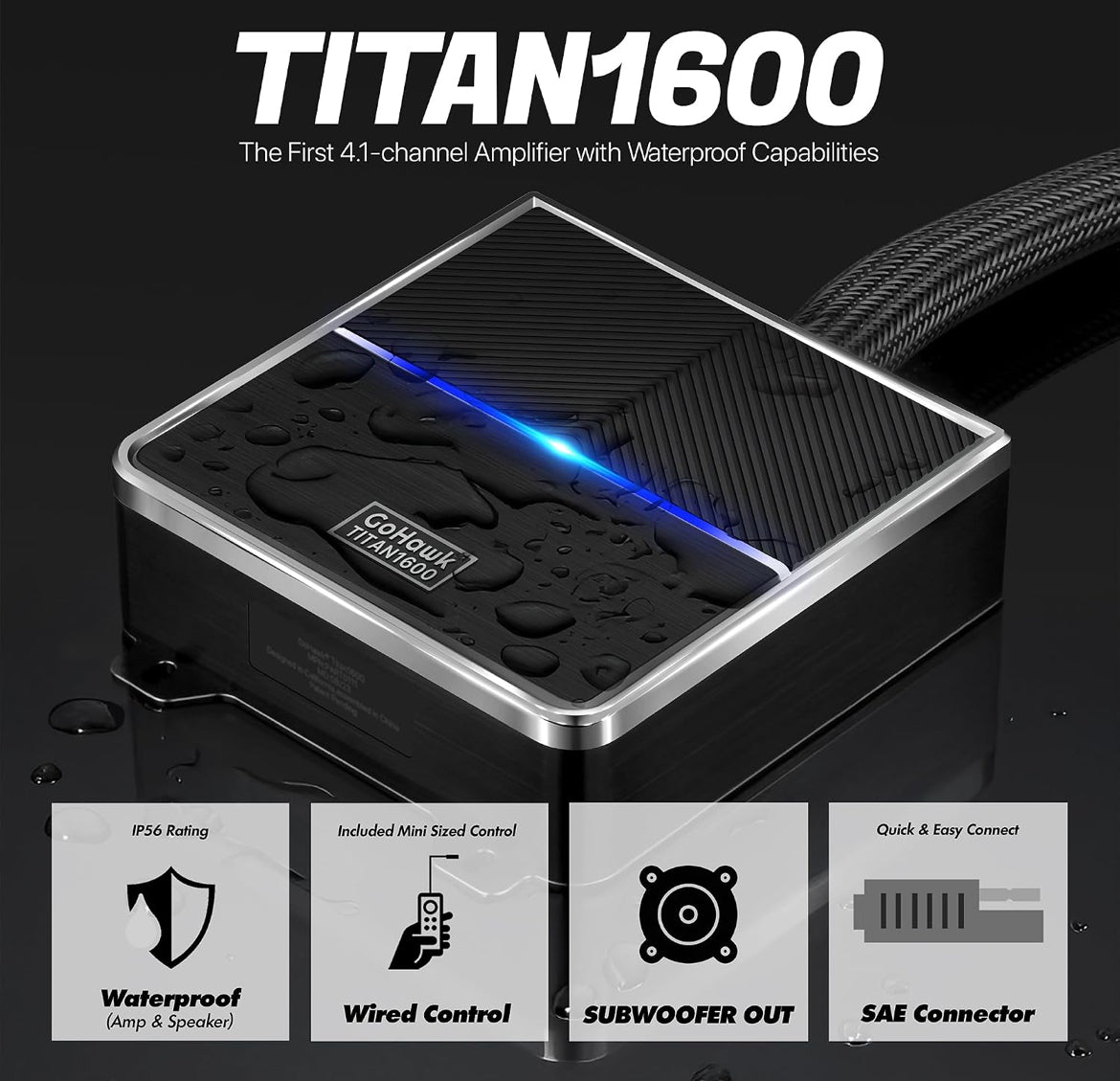 Motorcycle Bluetooth Speakers 4-Speaker Waterproof Audio System
4.25 Inch Full-range Speakers, 1600W Peak Power, Bluetooth/USB/AUX/FM Radio, Subwoofer Output, Fits 7/8-1.25 inch handlebars