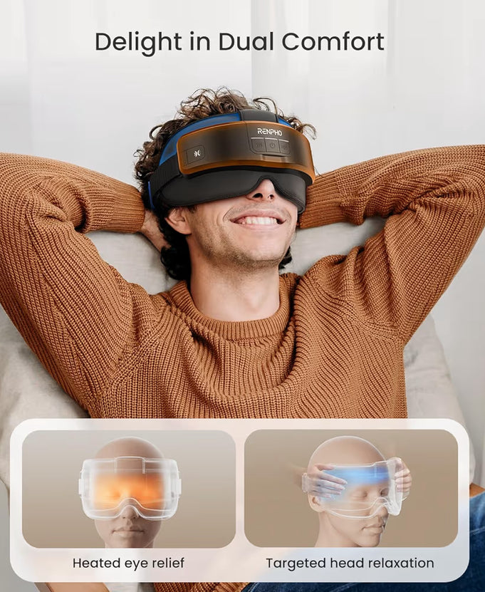 Eyeris Mask Head & Eye Massager, Headache Massager for Forehead, Heated Face Mask with Heat