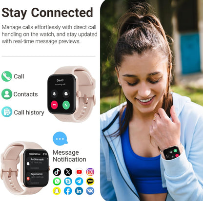 S4 One Smart Watch 1.78" Ultra-Clear Screen Call/Answer Fitness Tracker, Sleep Monitor IP68 Waterproof for iOS 11.0+ Android 9.0+ (Rose Gold)