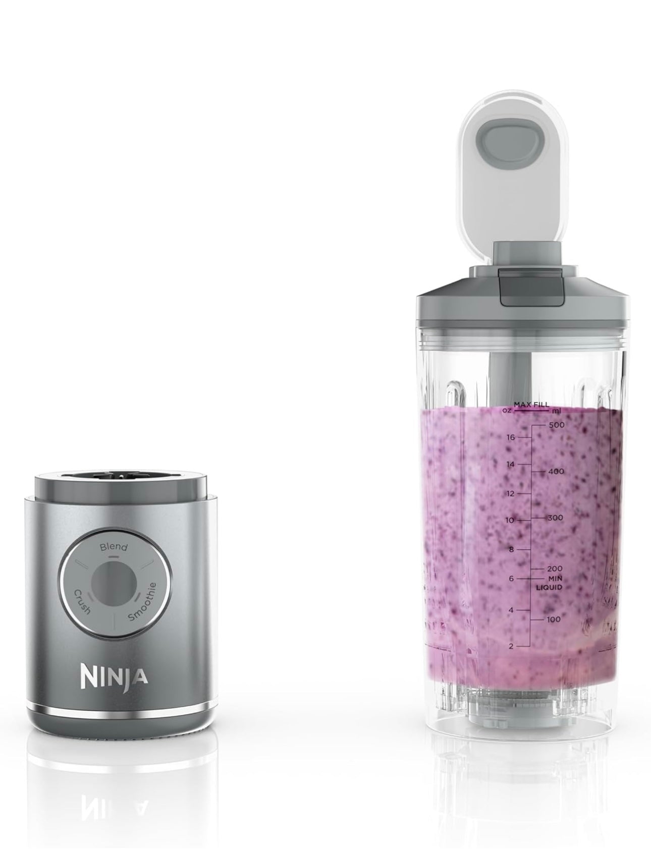 Ninja Blast Max, Portable Blender + Twist & Go, Personal Smoothie, Blend, Ice Crush, 3 Programs, Cordless, 22 oz removable Vessel - SILVER, BC251SL