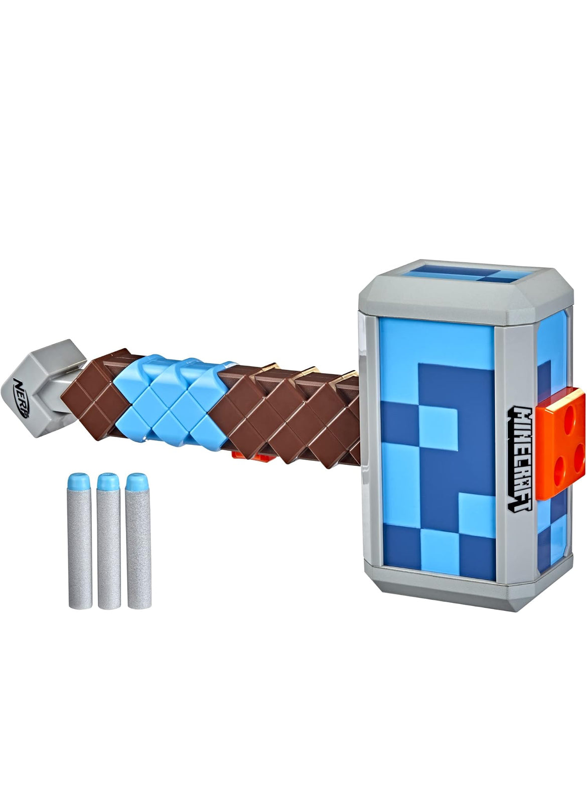 Nerf Minecraft Stormlander Dart-Blasting Hammer, Fires 3 Darts, Includes 3 Official Elite Darts, Pull-Back Priming Handle