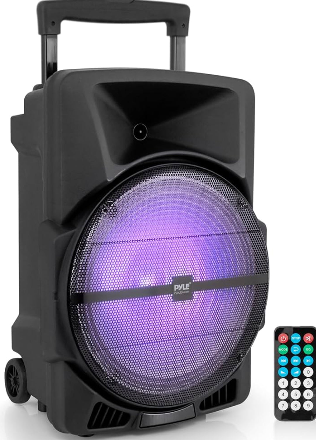 Wireless Portable PA Speaker System -1200W High Powered Bluetooth Compatible Indoor & Outdoor DJ Sound Stereo w/ USB MP3 AUX 3.5mm Input, Flashing Party Light & FM Radio
