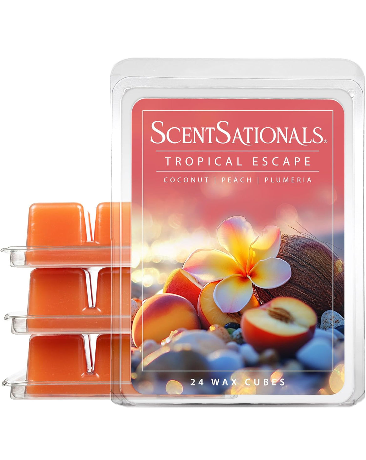ScentSationals Tropical Escape Scented Wax Melts - Peach, Bergamot, & Pineapple - 10oz (PACK OF 4)