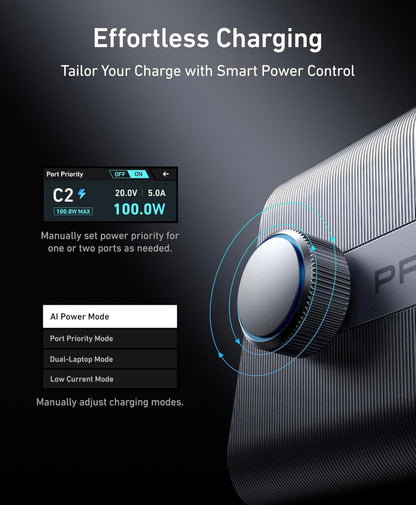 Anker-laaier, 250W Prime USB C-laaistasie, ultra-vinnige 6-poort, 2.26" LCD-skerm - (Silwer)