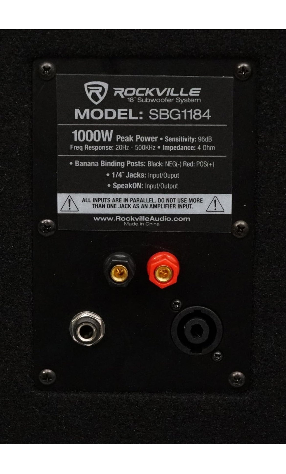 Rockville SBG1184 18" 1000 Watt Passiewe 4-Ohm Pro DJ Subwoofer + Staalwiele