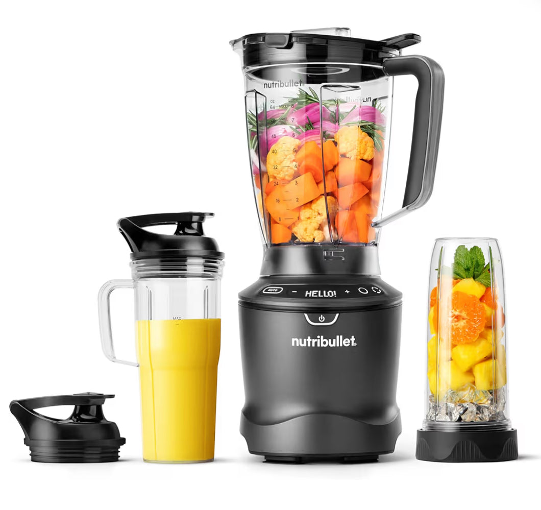 Nutribullet SmartSense Blenderkombinasie, 1400W, 64oz-beker, 32oz- en 24oz-koppies, 5-spoed - Grys