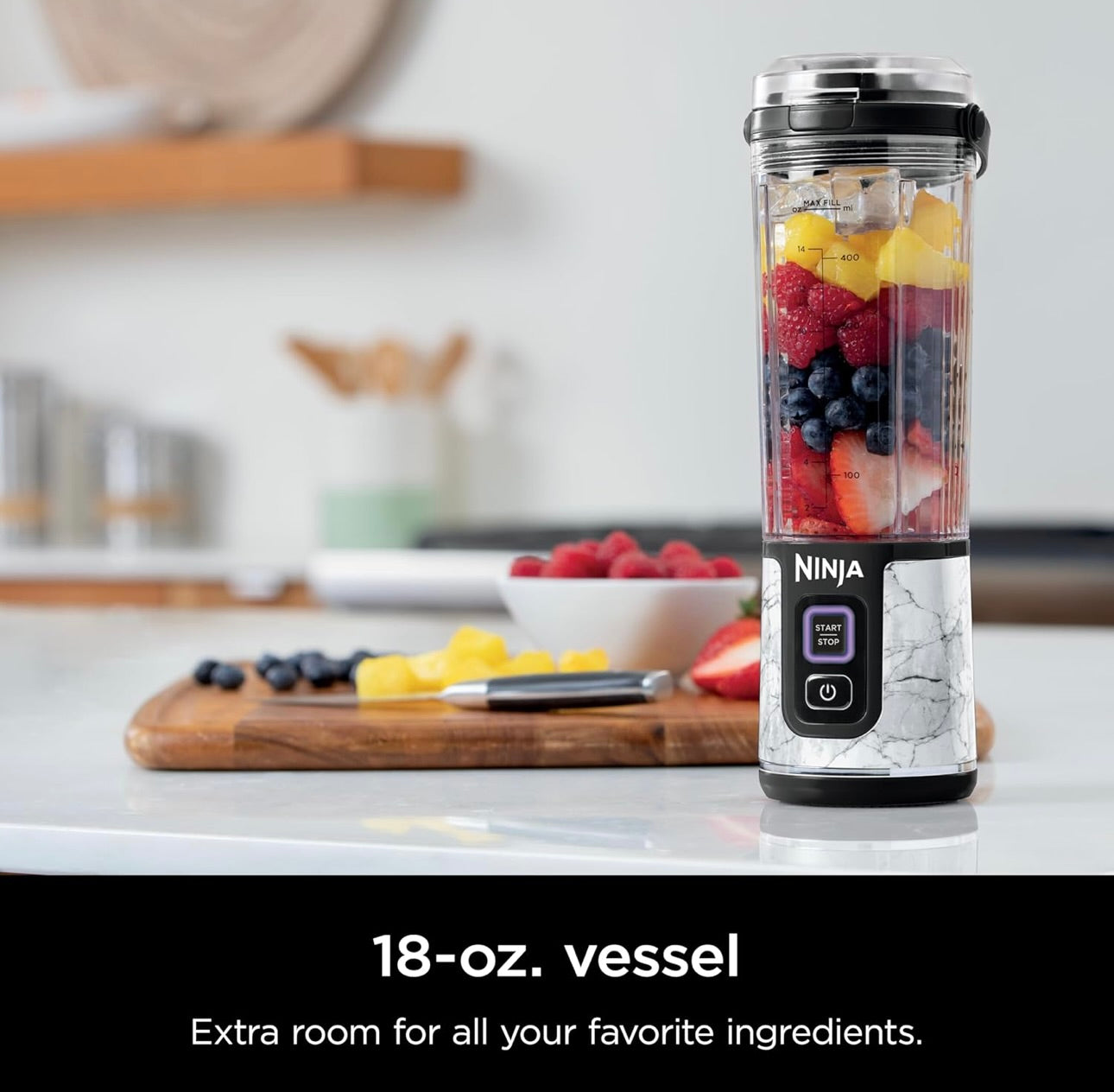 Ninja Blast Portable Blender, Cordless, 18oz. Vessel, Personal Blender BPA Free, Leakproof Lid & Sip Spout, USB-C Rechargeable, Dishwasher Safe Parts - Marble White BC152MW