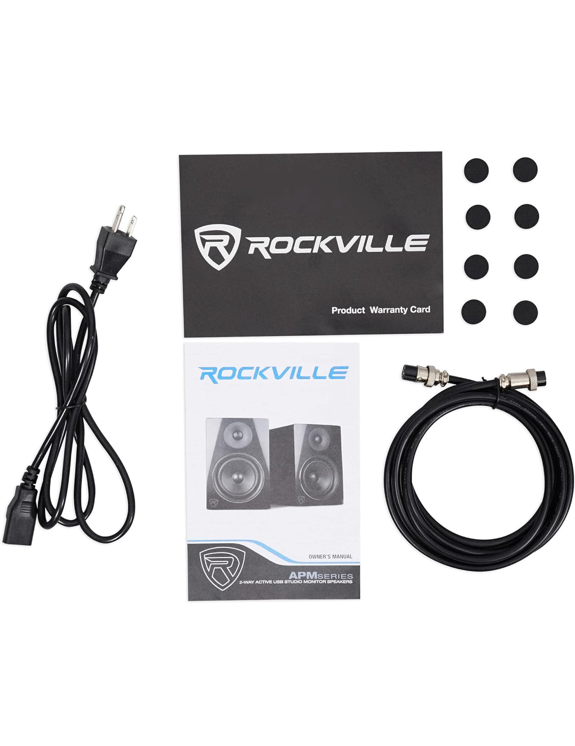 Rockville 2 APM6C 6.5" Powered Studio Monitors+Active 10" Subwoofer+Stands+Pads