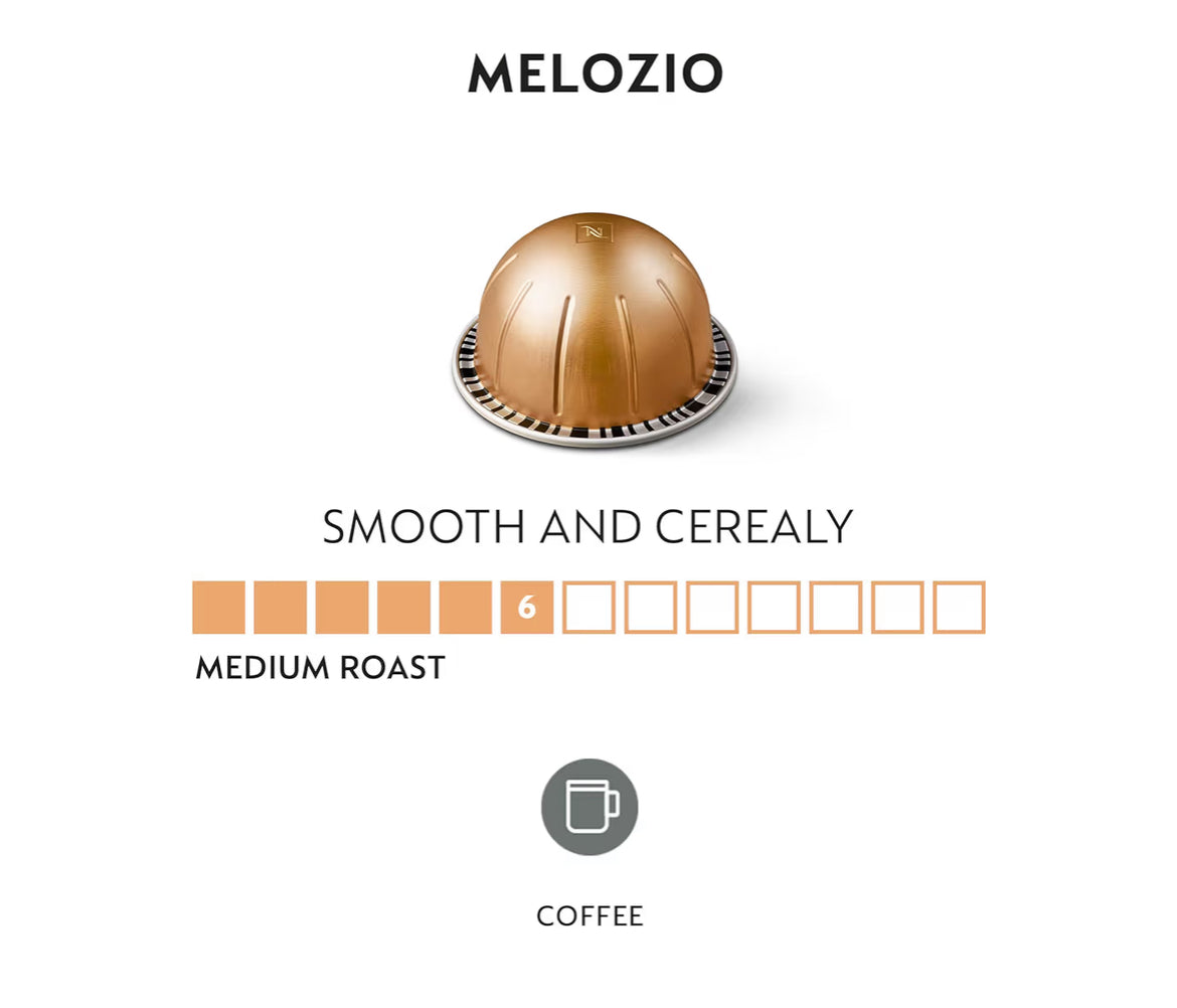 Nespresso Kapsules Vertuo, Melozio, Medium Geroosterde Koffie, Brou 7.8oz. - 10LT (Pak van 3) Koffiepads