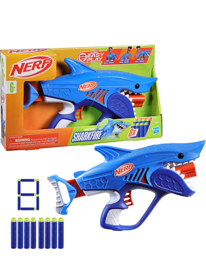 NERF Junior Wild Sharkfire, Easy Play Dart Blaster, 8 Nerf Elite Darts, Nerf Blaster Shark Toys for 6 Year Old Boys & Girls & Up, Outdoor Toys