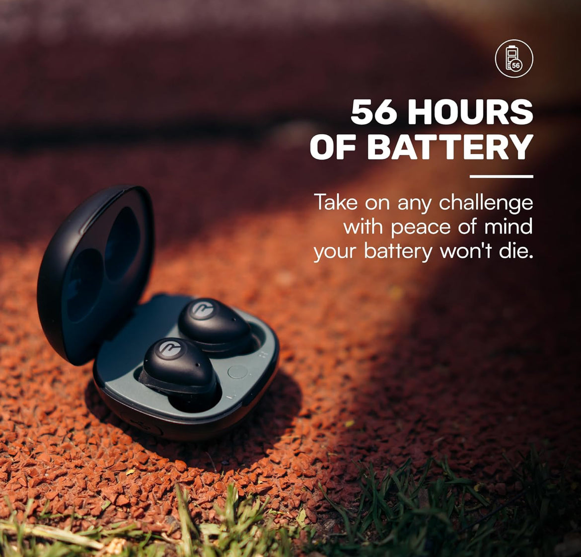 Raycon Fitness Bluetooth Ware Draadlose Oorfone met Ingeboude Mikrofoon 56 Ure Battery, IPX7 Waterdig, Aktiewe Geraaskansellasie, Bewustheidsmodus, en Bluetooth 5.3 (Blou)