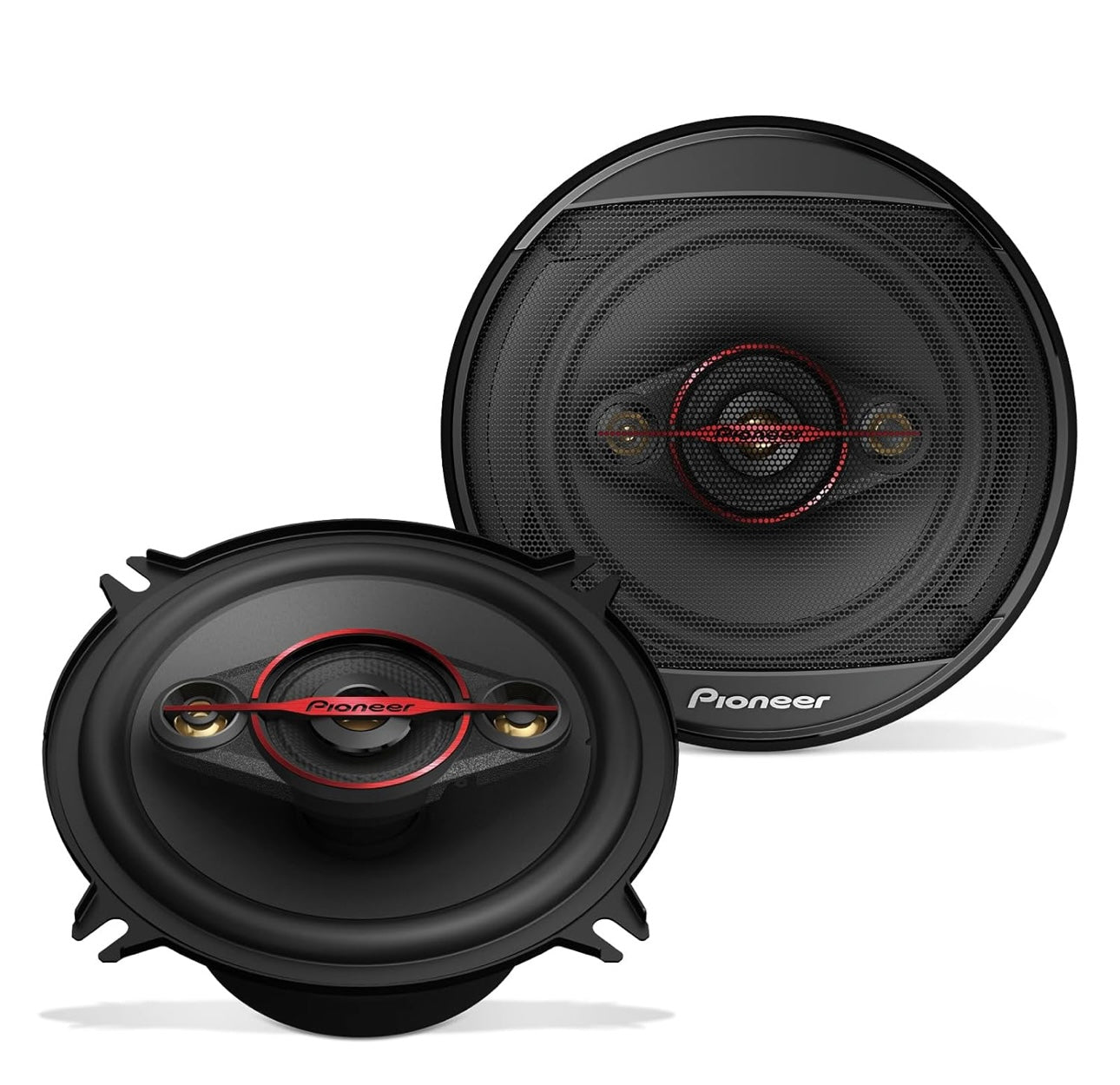 Pioneer TS-501M 4-Way Coaxial Car Audio Speakers (Pair) - 5-1/4" Round, 300 W Max Power, Black and Red