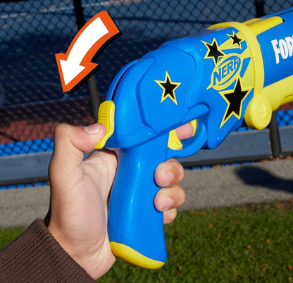 Nerf Fortnite Half Tone Hero Blaster, Bonus Code to Unlock Half Tone Hero Wrap in the Game, Break Open Loading, 12 Nerf Elite Darts, Fortnite Gifts