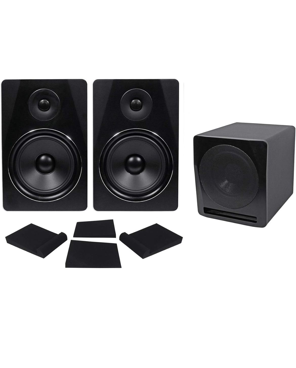 Rockville (2) APM8B 8" Powered Studio Monitors+Active 10" Subwoofer+Foam Pads