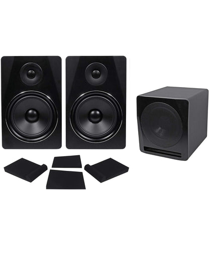 Rockville (2) APM8B 8" Aangedrewe Studio Monitors+Aktiewe 10" Subwoofer+Skuimblokke