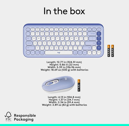 Logitech POP ICON Combo, Bluetooth-sleutelbord en -muiskombo, Gemaklike Tik, programmeerbare Sleutels en Knoppies, Stil klikke, Maklike Wisseling tot 3 Toestelle - Pers