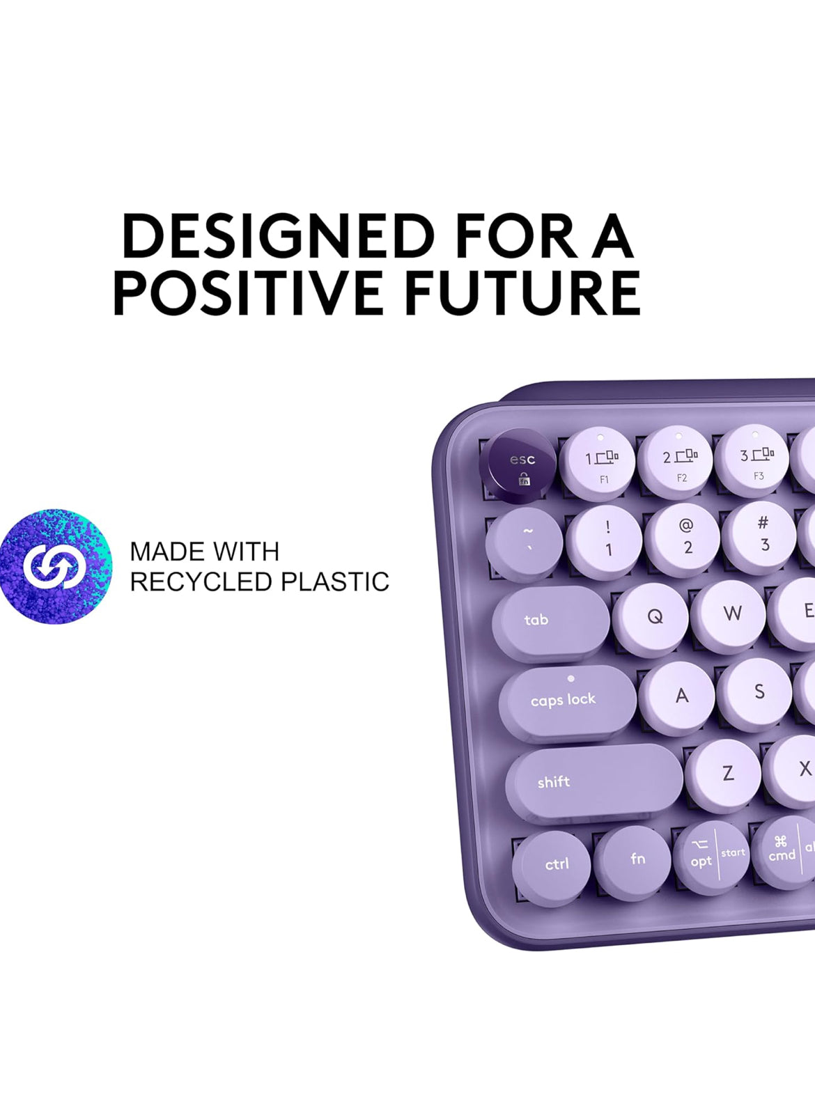 Logitech POP Keys Mechanical Wireless Keyboard with Customizable Emoji Keys, Durable Compact Design, Bluetooth or USB Connectivity, Multi-Device, OS Compatible - Cosmos