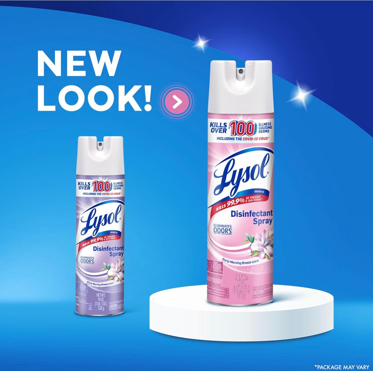 Lysol Ontsmettingssproei, Saniterende en Antibakteriese Sproei, Vir Ontsmetting en Ontgeuring, Vroeë Oggendbries, 19 Fl Oz (Pak van 2), Verpakking Kan Verskil