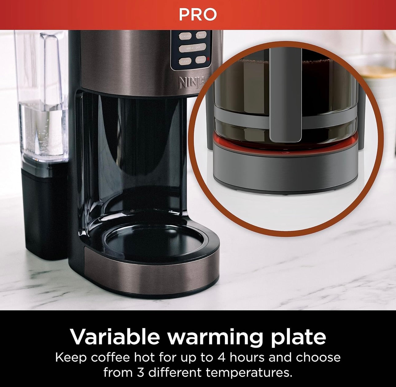 Ninja | Coffee Maker 14-Cup Glass Carafe Programmable - Includes Adjustable Warming Plate - Black Stainless Steel