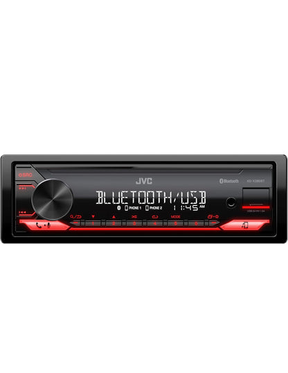 JVC KD-X280BT Bluetooth Motorradio met USB-poort – AM/FM-radio, MP3-speler, Hoëkontras LCD, 50 Watt, Afneembare Voorpaneel – Enkel DIN – 13-band EQ