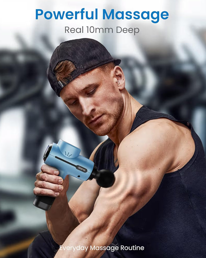Active Blue -  Massage Gun Deep Tissue Portable Percussion Massager for Back and Neck, Handheld Device with Carry Case