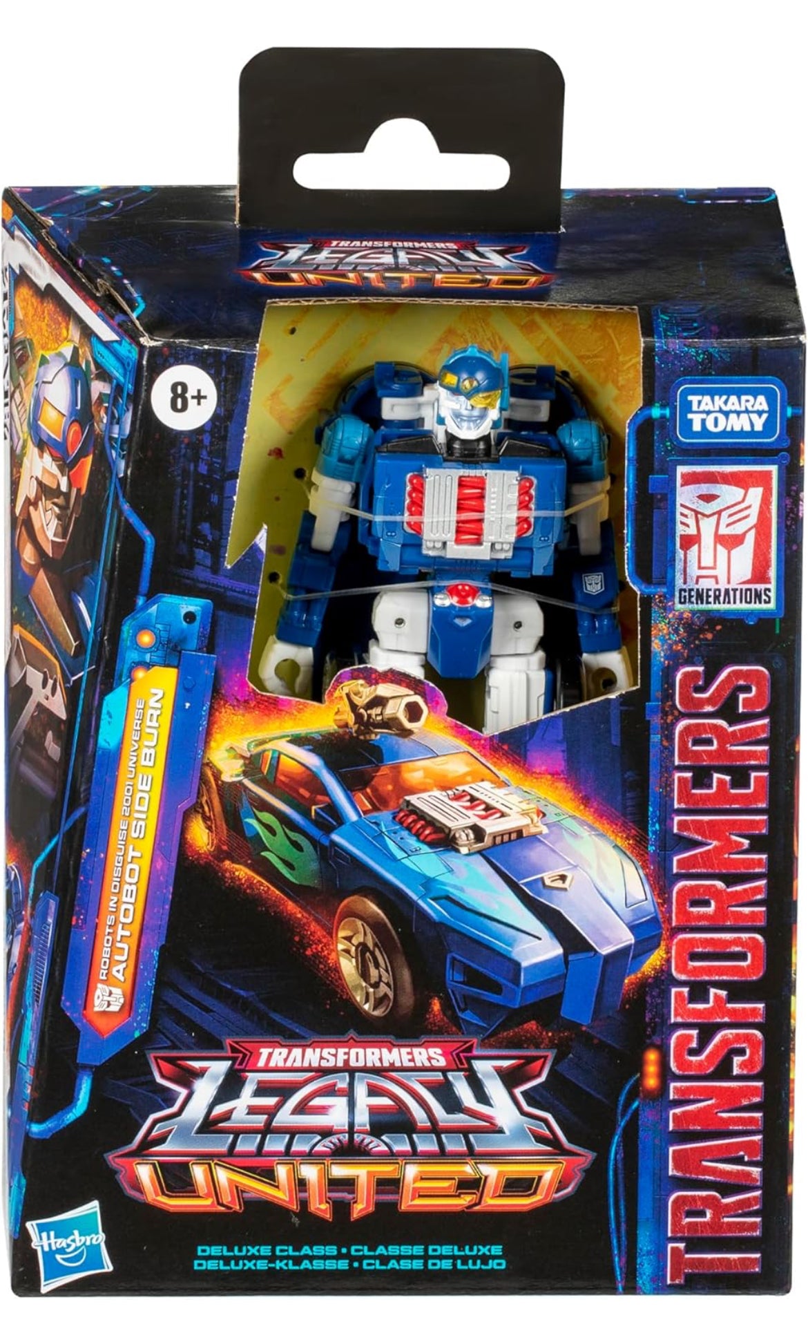 Transformers Legacy United Deluxe Klas Robots in Disguise 2001 Universe Autobot Side Burn, 5.5-duim Omskepbare Aksiefiguur, 8+
