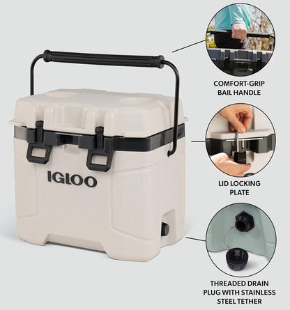 Igloo Trailmate 25QT Cooler Insulated Hard Shell Ice Chest - Bone