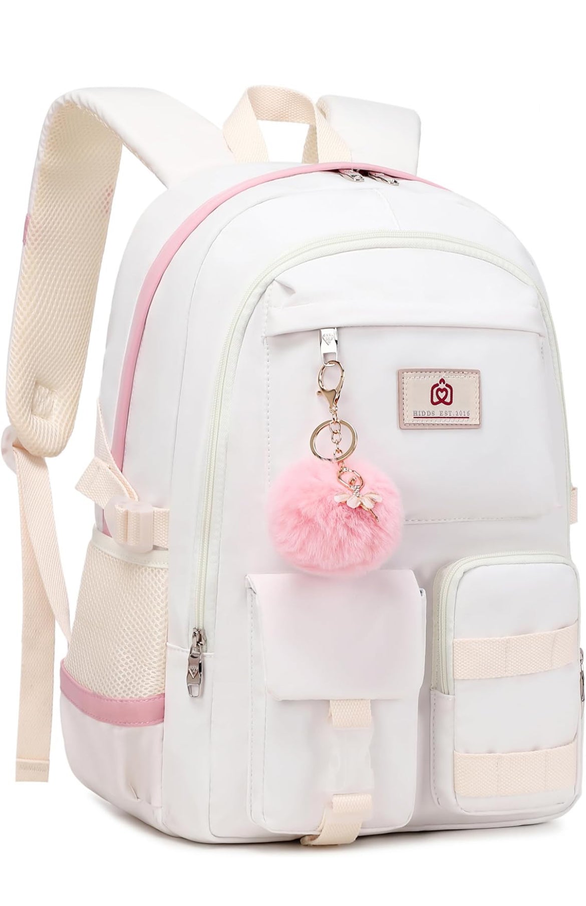 Backpack for Girls Laptop Backpacks 15.6 Inch College Cute Bookbag Anti Theft Primary Elementary School Bag Casual Daypack for Students Teens Girl Women (Beige)