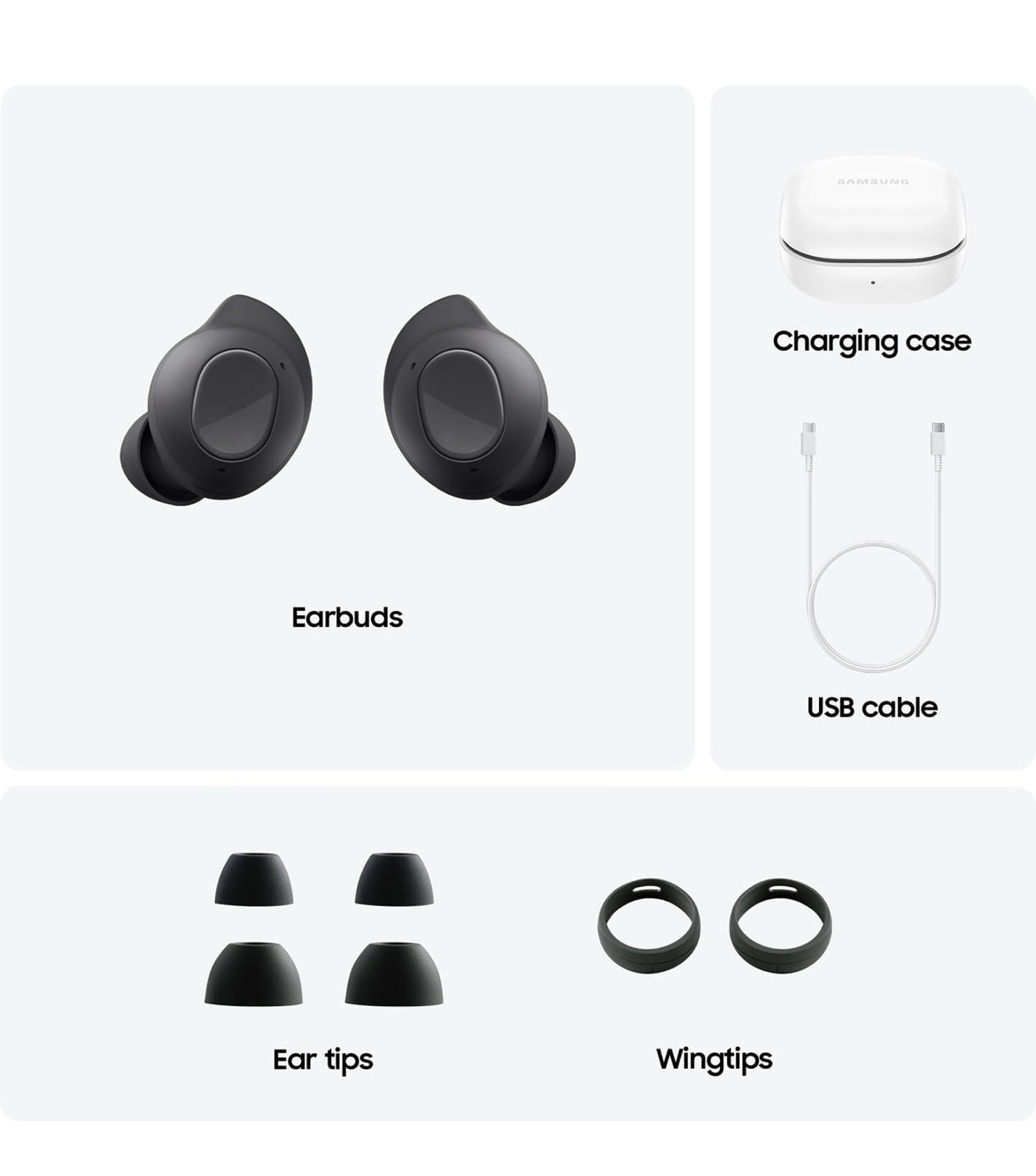 Samsung Galaxy Buds FE Ware Draadlose Bluetooth-oordopjes, Gemaklike en Veilige In-Oor Pasvorm, Outo-skakel Oudio, Raakbeheer, Ingeboude Stemassistent, Grafiet [VSA Weergawe, 1 Jr Vervaardigerwaarborg]