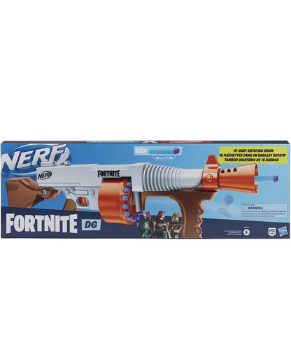Nerf Fortnite DG Dart Blaster - 15-Dart Rotating Drum, Pump Action, 15 Official Nerf Darts