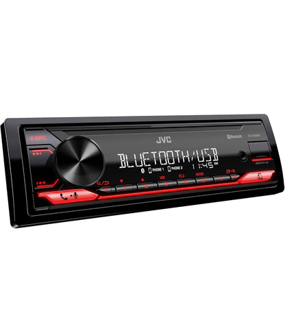 JVC KD-XD28BT Bluetooth Motorradio met USB-poort – AM/FM-radio, MP3-speler, hoëkontras-LCD, 50 Watt, Verwyderbare Voorpaneel – Enkel DIN – 13-band EQ