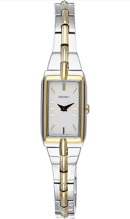 SEIKO Juweliersware-Geïnspireerde Vlekvrye Staalhorlosies met Druk-Drievoudige Armband en Kraapbestande Hardlex Kristal, 30m Waterbestand - Wit