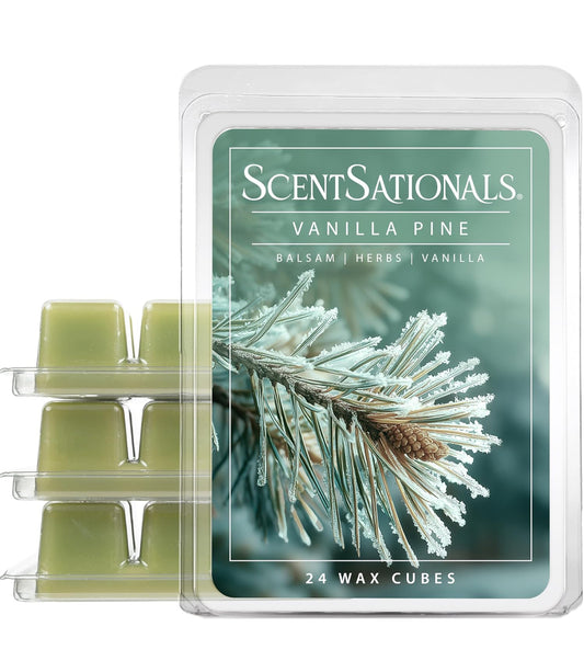 Scentsationals Wax Melts Strong Scent - Vanilla Pine - Long Lasting Scented Wax Cubes for Warmers, 10oz (Pack of 4)