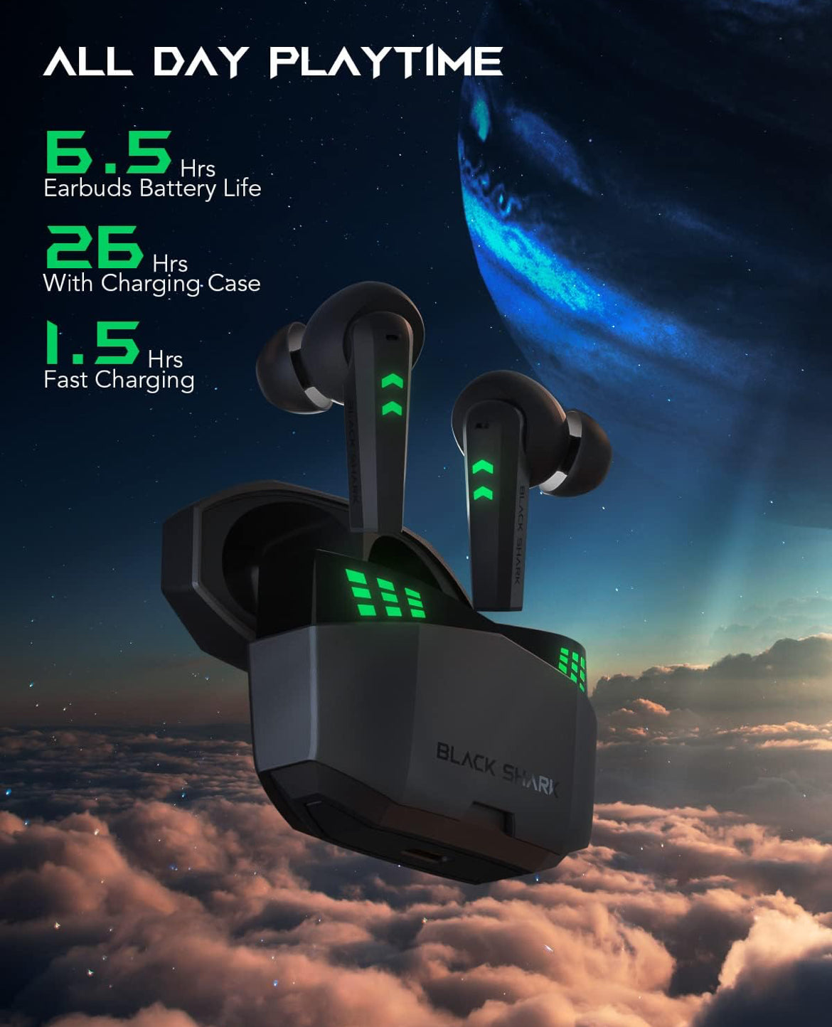 Black Shark Bluetooth  Earbuds w/ 0.035s Ultra-Low Latency Noise Cancelling Microphones