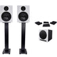 Rockville (2) APM5W 5.25" Powered Studio Monitors+Active Subwoofer+Stands+Pads