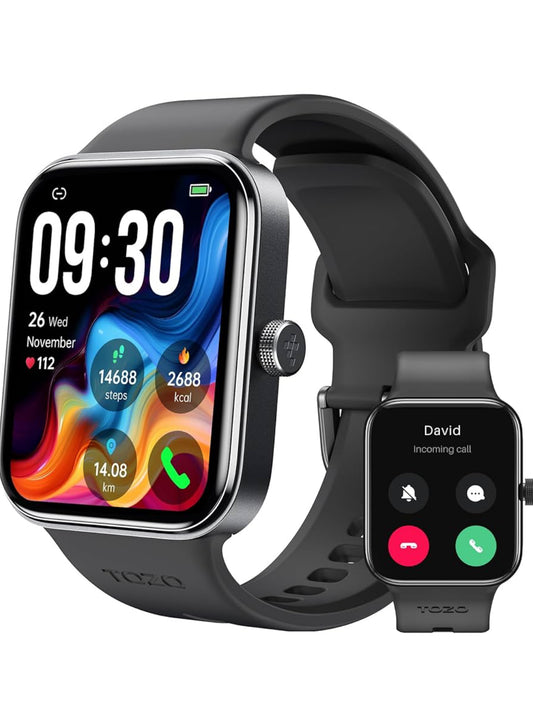 S4 One Smart Watch 1.78" Ultra-Clear Screen Call/Answer Fitness Tracker, Sleep Monitor IP68 Waterproof for iOS 11.0+ Android 9.0+ (Black)