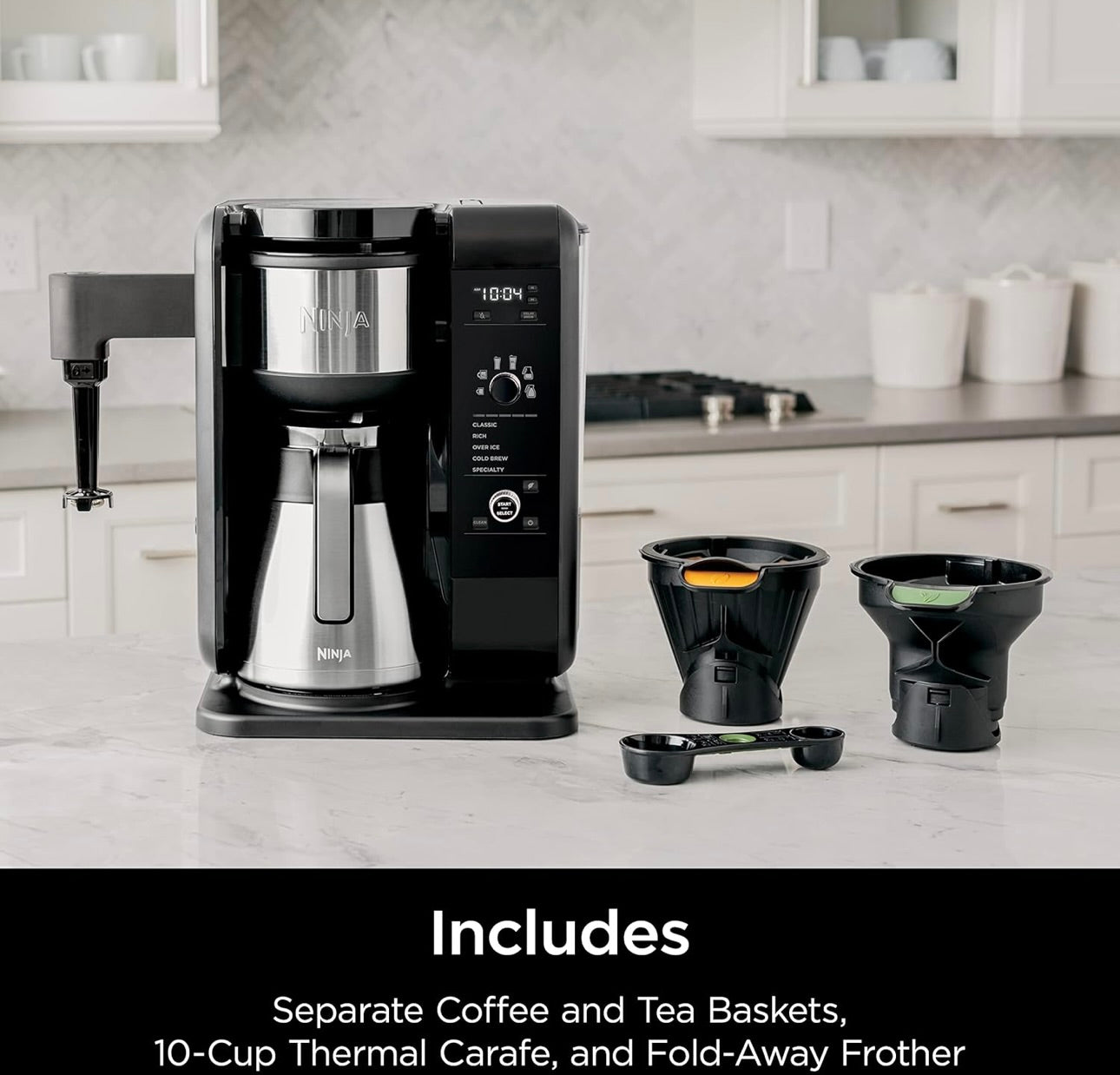 Ninja Hot and Cold Brewed System, Tea & Coffee Maker, with Auto-iQ 50 oz Thermal Carafe (Black) CP307