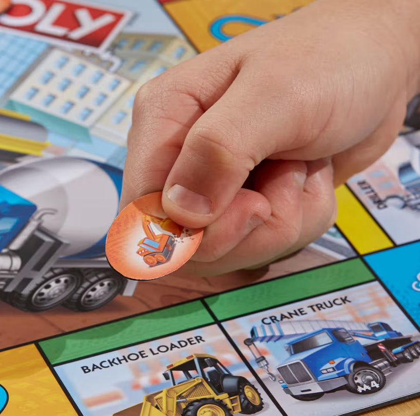 Monopoly Junior Trucks Edition Board Game for Kids Ages 5+, 2-4 Player Kids Games