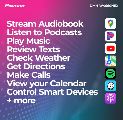 Pioneer DMH-W4660NEX 6.8" Capacitive Touchscreen Double Din Car Stereo
Digital Multimedia Receiver, Wireless CarPlay & Android Auto, Amazon Alexa, Bluetooth, HD Radio, Backup Cam, Hi-Volt RCA