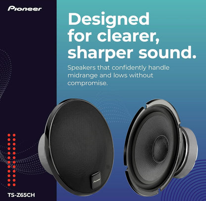 Pioneer TS-Z65CH, 2-rigting komponente motoroudioluidsprekers, volle omvang, oop en gladde klankgehalte 6.5” luidsprekers