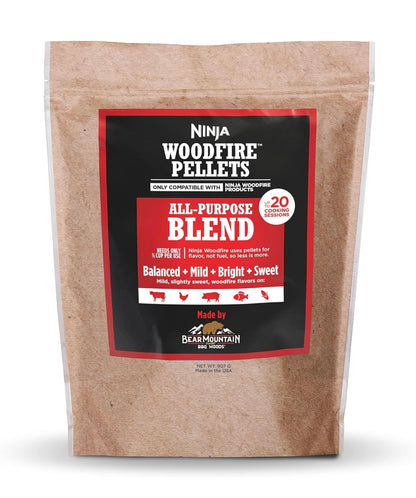 Ninja Woodfire Grill-korrels Robuuste Hickory-kersie-esdoorn-eikehoutmengsel en Alles-doel-kersie-esdoorn-eikehoutmengsel 2-lb-sakke, Slegs versoenbaar met Ninja OG700-braaiers